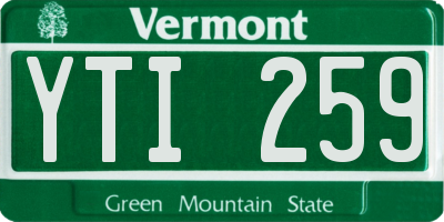 VT license plate YTI259