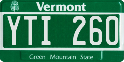 VT license plate YTI260