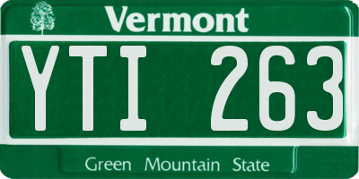 VT license plate YTI263