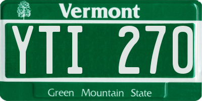 VT license plate YTI270
