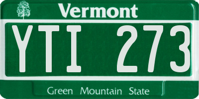 VT license plate YTI273