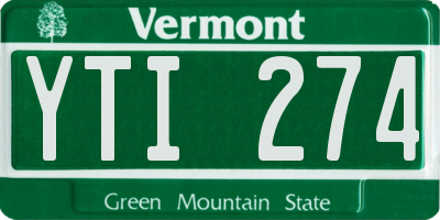 VT license plate YTI274