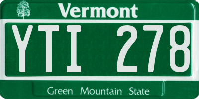 VT license plate YTI278