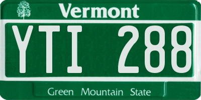 VT license plate YTI288