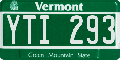 VT license plate YTI293