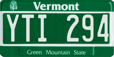 VT license plate YTI294