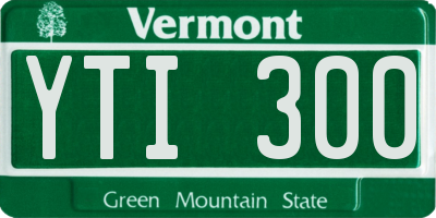 VT license plate YTI300