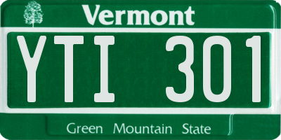 VT license plate YTI301