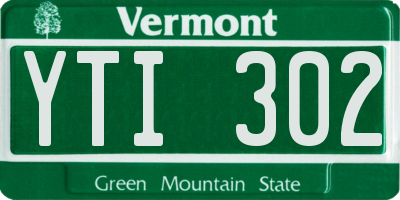 VT license plate YTI302