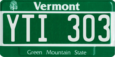 VT license plate YTI303
