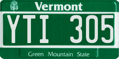 VT license plate YTI305