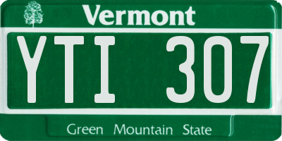 VT license plate YTI307