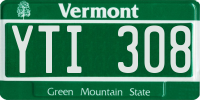 VT license plate YTI308