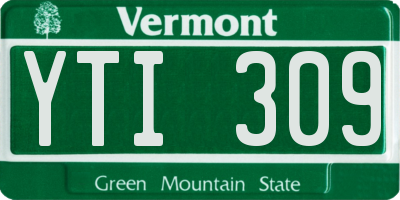 VT license plate YTI309