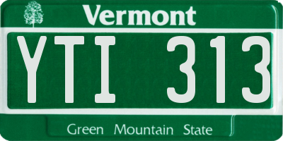 VT license plate YTI313