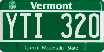 VT license plate YTI320