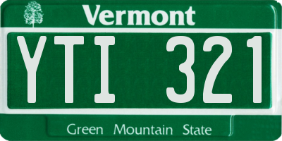 VT license plate YTI321
