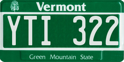 VT license plate YTI322