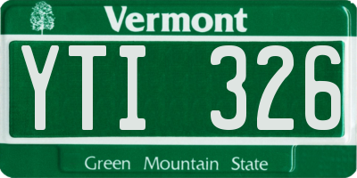 VT license plate YTI326