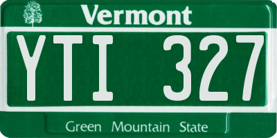 VT license plate YTI327