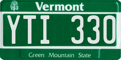 VT license plate YTI330