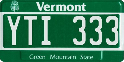 VT license plate YTI333