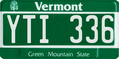 VT license plate YTI336