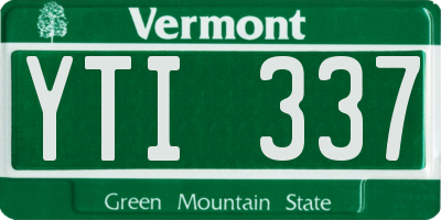 VT license plate YTI337