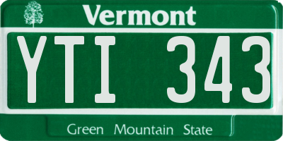 VT license plate YTI343