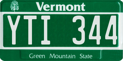 VT license plate YTI344