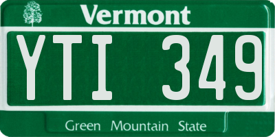VT license plate YTI349