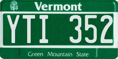 VT license plate YTI352