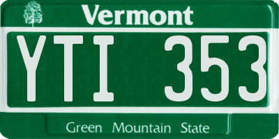 VT license plate YTI353