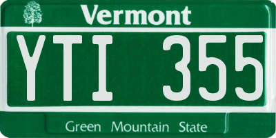 VT license plate YTI355