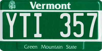 VT license plate YTI357