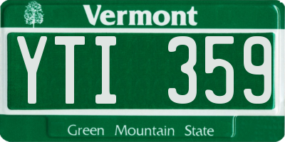 VT license plate YTI359