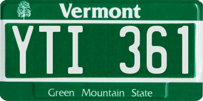 VT license plate YTI361