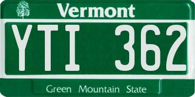 VT license plate YTI362