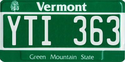 VT license plate YTI363