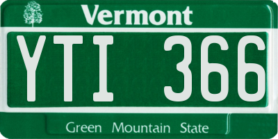 VT license plate YTI366