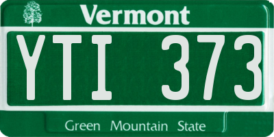 VT license plate YTI373