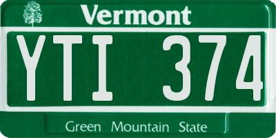 VT license plate YTI374