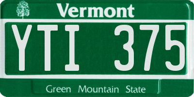 VT license plate YTI375