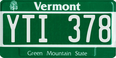 VT license plate YTI378