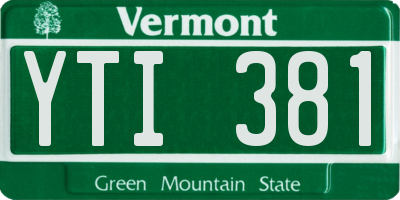 VT license plate YTI381