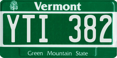 VT license plate YTI382