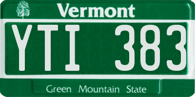 VT license plate YTI383