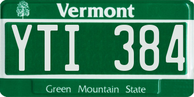 VT license plate YTI384