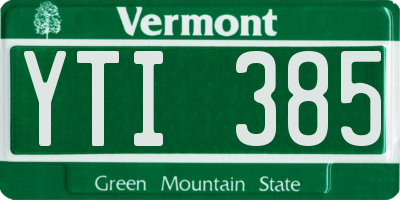 VT license plate YTI385