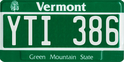 VT license plate YTI386